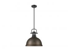  3604-L BLK-RBZ - Duncan 1-Light Pendant with Rod in Matte Black with Rubbed Bronze